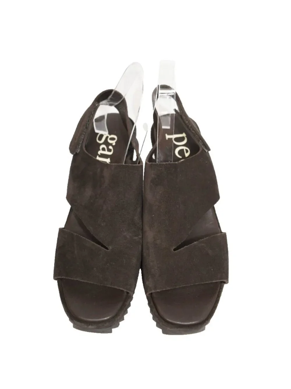 $650 PEDRO GARCIA STRAPPY wedge sandals DARK CHOCOLATE SUEDE SAWTOOTH 40 (DD3)